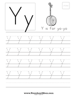 Letter Y Preschool Printables